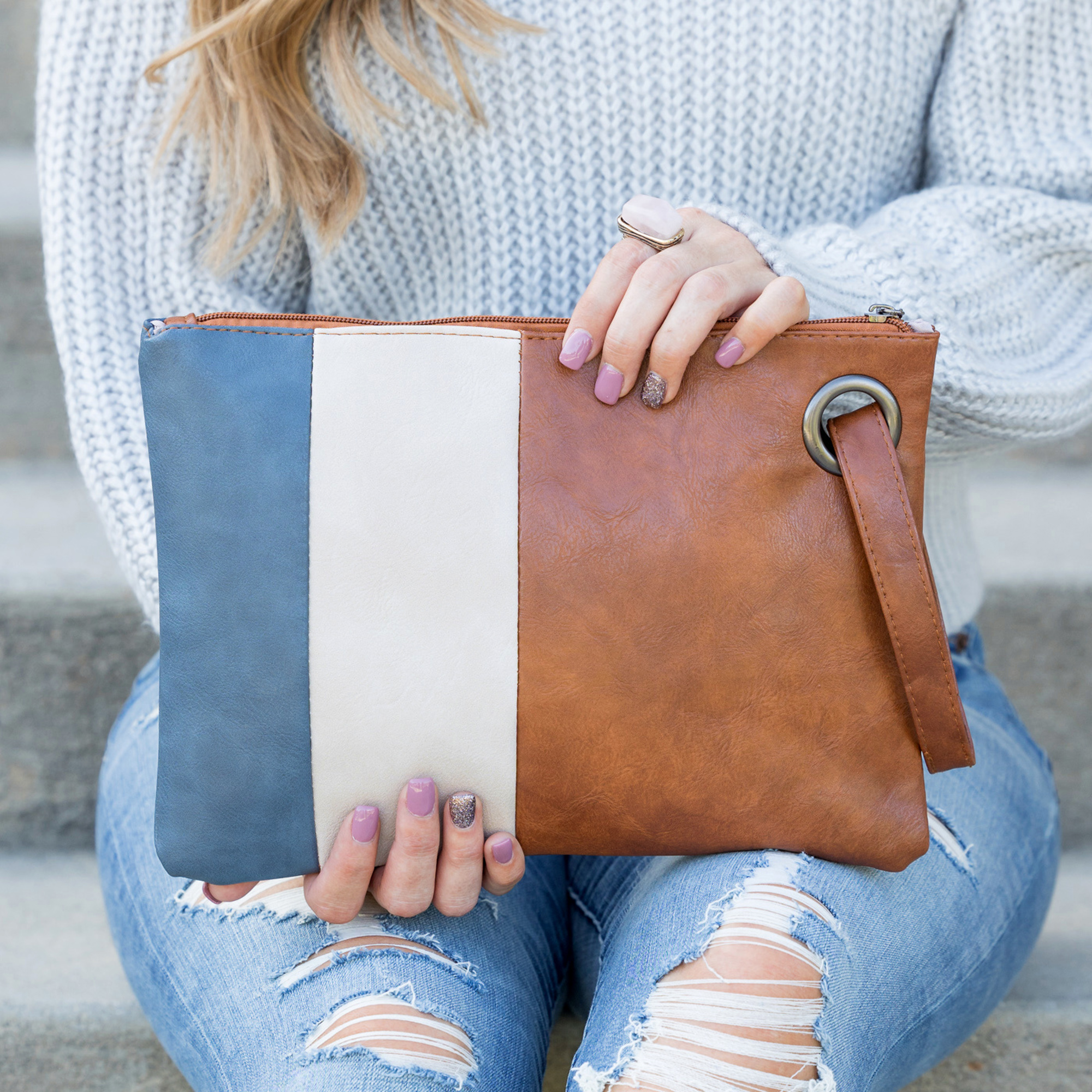 Oversize Everyday Color Block Clutch Jane